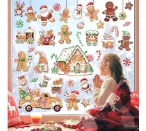 decalmile Ziemassvētku logu uzlīme Piparkūku vīrs Candy House logu uzlīmes Peppermint cepumi Truck Anti-Collision logu plēves statiskās uzlīmes Puses mājas virtuves apdare atkārtoti lietojams
