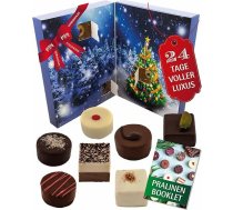 Hallingers Genuss Manufaktur Šokolādes adventes kalendārs bez alkohola - 24 ar rokām gatavoti augstākās kvalitātes šokolādes konfektes no smalka kakao - saldumi dāvana ģimenei, bērniem, pieaugušajiem - Ziemassvētku kalendārs 2025
