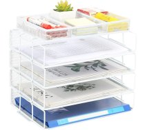 EasyPAG iepakojums ar 5 A4 formāta metāla biroja darba galda organizētājiem, dokumentu turētājs, mapju paplātes, žurnālu turētājs, vēstuļu paplātes, papīra žurnālu organizētājs, balts