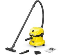 Kärcher WD 2-18 bezvadu mitrs/sauss putekļsūcējs ar filtru, savienojumu un mitras/sausas sūkšanas sprauslu, 225 W, plastmasas konteiners: 12 l, sūkšanas šļūtene: 1,8 m, bez akumulatora, bez lādētāja
