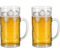 Plastmasas alus glāzes, 2 caurspīdīgas lielas alus krūzes ar rokturiem, alus krūžu komplekts, dzeramo tases klubam, bāram un ballītei