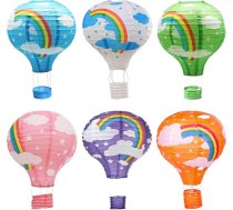 Karstā gaisa balona papīra laternu komplekts Hanging Party Decoration Dzimšanas dienas dzimšanas dienas kāzu Ziemassvētku ballītes dekorēšanas dāvanu komplekts 6gab 30cm varavīksnes varavīksnes varavīksne