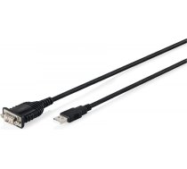 Kabeļa usb 2.0 uz rs232 adaptera kabelis (db9) | ftdi mikroshēmas (ft232rnl) | pvc, melns | vītņotā uzmava | 1,8 m