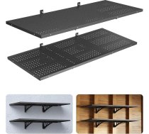VEVOR 2 garāžas plauktu komplekts 1219 x 503 x 200 mm Instrumentu glabāšana 127 kg vienā slānī Instrumentu turētājs Sienas plaukts 1219 x 503 mm Plauktu glabāšanas plaukti Metāla plaukts Instrumentu organizators Sienas plaukti
