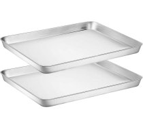 2 dziļo cepamo paplātes komplekti, nerūsējošā tērauda liela taisnstūra cepamo trauku forma, cepeškrāsns paplāte, 40,5 x 30,4 x 2,5 cm, kūku cepšanas veidne, nerūsējošā tērauda taisnstūra cepamo trauku forma