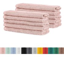 BaSaTex - Rokas dvieļu komplekts viesiem, 10 dvieļu komplekts - 30 x 50 cm frotē dvieļi no mīkstas kokvilnas ar cilpiņu, kas paredzēta mazgāšanai, ar Oeko-Tex Standard 100 sertifikātu - tumši rozā krāsā