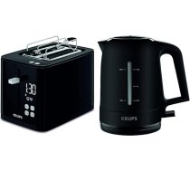 Krups KH6418 Smart'n Light Toaster | Divu šķēļu tosteris | Digitālais displejs | 7 brūnināšanas līmeņi | Melns un BW2448 tējkanna BW2448 Kettle Pro Aroma | 1,6 L ietilpība | 2400 W | Melns