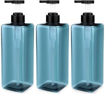 Šampūna un kondicioniera dozatoru komplekts, 750 ml uzpildāmas šampūna sūkņa pudeles, dušas ziepju dozators, tukšs ķermeņa mazgāšanas dozators vannas istabai, šķidrās ziepes, caurspīdīgi zils, 3 iepakojumi