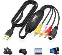 VHS uz digitālo pārveidotājs USB 2.0 uztveršanas karte 1080P video uztveršanas ierīce Konvertēt VHS AV RCA adapteris VCR DVD uz digitālo adapteri USB video Grabber Video uztveršanas karte saderīga ar Windows Mac OS