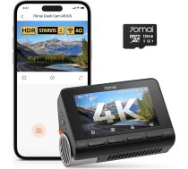 70mai 4K A810S Dashcam priekšējā kamera automašīnai ar STARVIS 2 HDR nakts redzamību, automašīnas kamera ar 128GB karti, 24/7 stāvvietas uzraudzība, AI sensors, ADAS, lietotņu vadība, balss vadība, 146° platleņķis, 4G LTE pēc izvēles