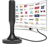DVBT2 antena, DVB-T2 Zimmerantenne für Fernseher, dvbt antenne Geeignet für lokale Sender, 360°-Allroundempfang, unterstützt 4K/1080P HD Digitale Kanäle, Mit Magnetfußl, 2,5 m langes Kabel