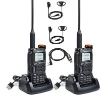 QUANSHENG UV-K5 Radio 5W Walkie Talkie tālvadības tālvadības uzlādējams rokas radio pieaugušajiem Policijas radio ar FM, NOAA, C tipa uzlāde, 200 kanāli (UV-K5-2 ar D01CK-2 un kabeli)