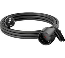 CILIA pagarinātājs 250 V/16 A 3680 W ar Schuko kontaktdakšu 90° F tipa - pagarinātājs ar zemējuma aizsardzību un aizsardzību pret triecieniem mājoklim / birojam (TV, dators, projektors, sadzīves tehnika) (D03-F melns) (D03-F-Black)