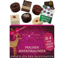 Hallingers Genuss Manufaktur Šokolādes adventes kalendārs bez alkohola - 24 ar rokām gatavoti augstākās kvalitātes šokolādes konfektes no smalka kakao - saldumi dāvana ģimenei, bērniem, pieaugušajiem - Ziemassvētku kalendārs 2025