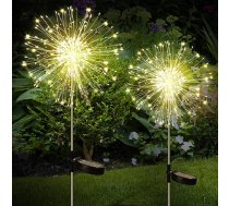 LE002 Saules gaismas āra dārzam: Saules gaismas, 120 LED uguņošanas ierīces, saules spraudnis, saules spraudnis pieneņu dārza apgaismojums IP65 Saules gaismas, terases zāliena svētku dekorēšana (8): 2 dārza dekorēšanas saules gaismas, 120 LE