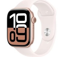 Apple Watch Series 10 [GPS, 46 mm] - Rozā zelta alumīnija korpuss ar sporta cilpu, rozā krāsā - M/L (Atjaunots)