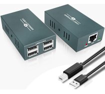 GREATHTEK USB 2.0 Extender, USB pār Ethernet Cat 5e/6/7 līdz 50 m/165 ft, 4 Hubs USB Extender RJ45, USB over Ethernet atbalsts Windows/MacOS/Linux u.c.