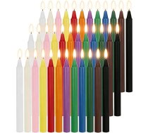 36 krāsainu svecīšu iepakojums, mazas sveces, svecītes, augstums 16 cm, diametrs 1,2 cm, krāsainas sveces, rituālu sveces, galda dekorēšana, bankets, kāzas, krāsainas