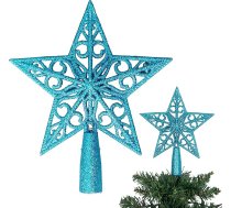 14.5cm Shatterproof Ziemassvētku eglīte Topper ar Glitter zvaigzne Ziemassvētku eglītes rotājumi Ziemassvētku eglīte Topper Tree Crown Holiday Decoration