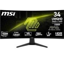 MSI MAG 346CQ 34 collu UWQHD izliekts spēļu monitors, 3440 x 1440, 1500R, VA, 180 Hz, 1 ms, HDR Ready, Eye Care, HDMI 2.0b, DP 1.4a, bezrāmju dizains, noliektspējīgs, Vesa kombinējams, melns