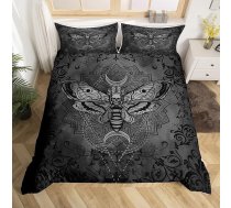 Homemissing Zēni Meitenes Black Moth Damask gultas veļa komplekts 135 x 200 cm Gothic sega Cover Kids Death Moth Bohemia Boho gultas pusaudži guļamistaba dekori gultas piederumi komplekts