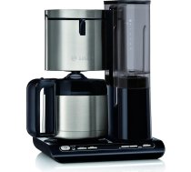 Bosch Styline TKA8A683 Filtrēšanas kafijas automāts, aromāta sensors, nerūsējošā tērauda termokrūze 1,1 l, 8-12 tasītēm, automātiskā izslēgšanās, atkaļķošanas sistēma, pilienu aizbāzni, noņemama ūdens tvertne (1 l), 1100 W, melns,