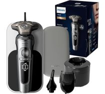 Philips Series 9000 Prestige elektriskais mitrais un sausais skuveklis ar NanoTech Dual Precision Asmeņiem, Hydro-SkinGlide pārklājumu, Ultraflex piekares sistēmu, Top-Spin digitālo motoru