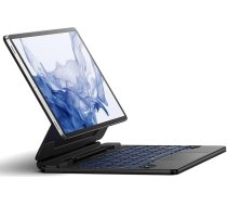Dexnor tastatūras korpuss Samsung Galaxy Tab S10+ Plus/S9+ Plus/S9 FE+ Plus/S8+ Plus/S7 FE/S7+ Plus tastatūrai ar skārienpaliktni Magnētiskais statīvs S Pen turētājs Apgaismots vācu QWERTZ - melns