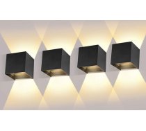 ledmo Pack of 4 LED sienas lampas iekštelpu/āra sienas lampas 12 W uz augšu un uz leju regulējams gaismas staru kūlis LED āra apgaismojums 2700-3000 K silti balta sienas lampa IP65 ūdensizturīga sienas lampa melna