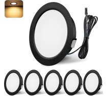 LED iegremdējamais starmešu apgaismojums 12 V 3000 K silti balta LED starmešu apgaismojums 3 W iegremdējamie starmeši 55-58 mm caurumu izmērs iegremdējamās gaismas karavāniem Virtuves skapis Alumīnija melns komplekts 6 gab.
