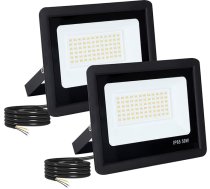 FUPE LED āra prožektors, 2 gabali, īpaši spilgts āra prožektors, 50 W, 5000 LM prožektors, LED IP65 ūdensnecaurlaidīgs LED prožektors āra apgaismojumam uz jumta, dārzā, pagalmā, vārtos, garāžā, melns (4500 K Natural)