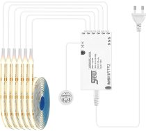 6 COB LED lentu komplekts, 1 m, 12 V, COB LED lenta, LED vitrīnu apgaismojums, akustiskais paneļu apgaismojums ar inteliģento rokas skenera skārienjūtīgo slēdzi vīna skapjiem, plauktiem, skapjiem, ES kontaktdakša, silti balta krāsa
