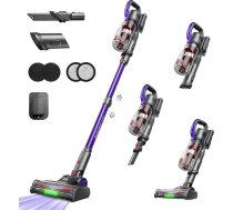 AlloyMove bezvadu putekļsūcējs 48000Pa/450W/65 min, viegls putekļsūcējs ar V-veida pretiepināšanās birsti un LED apgaismojumu, 65 dB – īpaši kluss, stāv pats no sevis, piemērots dzīvnieku spalvām, paklājiem un cietajām grīdām, A03