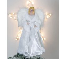 Ziemassvētku darbnīca 71099 Eņģelis eglītes galotnei, 30 cm augsts, baltā dimanta kleita, Ziemassvētku dekorācija telpām