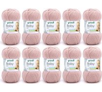 Gründl Baby Wool Plain – mīksta vilna tamborēšanai un adīšanai – bērnu vilna – bērnu dzija – mīksta un ādai draudzīga – 70 % poliacrils, 30 % poliamīds – 10 kamoli pa 50 g / 150 m – adatu izmērs 3,5–4,5 – tumši rozā