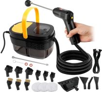 Rokas tvaika tīrītājs mājsaimniecībai, 3 intensitātes pakāpes, regulējams rokturis, pārnēsājams tvaika tīrītājs, augsta temperatūra 105 °C un spiediens 3 bāri, 1,6 l ūdens tvertne, 16 piederumi, piemērots automašīnai, logiem, virtuvei