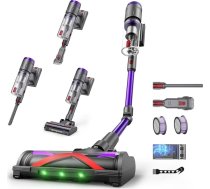 Akumulatora putekļsūcējs, 600 W/58 000 Pa/75 min, bezvadu putekļsūcējs ar viedu LED displeju un uzlādes staciju, pašstāvošs akumulatora putekļsūcējs ar birsti, kas nepieķeras matiem