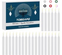Tobeape „Spell Chime“ sveces, 24 gab. komplekts – baltas, 10 cm garas, bez aromāta mini sveces, piemērotas burvju rituāliem, vikingu altāriem, maģijas piederumiem, rituāliem, lūgšanām, meditācijai un kāzu svinību dekorēšanai