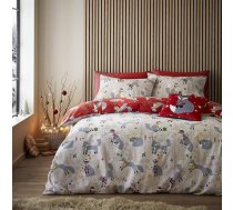 Fusion – Ziemassvētku segas pārvalks – King Size (230 x 220 cm) – Segas pārvalks ar meža lapsu motīvu – Divpusējs dizains (2 krāsas) – Ziemassvētku gultas veļa ar dzīvnieku motīviem – Gultas veļas komplekti ar Ziemassvētku eglīš