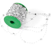 Cryfokt pērļu virtene kāzu, Ziemassvētku eglīšu un ziedu pušķu dekorēšanai, zelta/sudraba piecstaru zvaigzne, 196,9 pēdas gara, videi draudzīgs plastmasas materiāls (sudraba piecstaru zvaigzne)