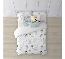 PLAY FABRICS BELUM „Looney Tunes“ segas pārvalks, „Looney“ melnbalts segas pārvalks ar pogām, 100 % kokvilnas segas pārvalks, segas pārvalks (180 cm platai gultai (260 x 240 cm))