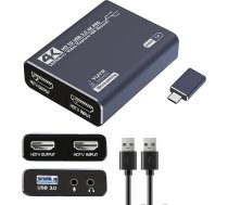 4K audio video ierakstīšanas karte, USB 3.0 bez HDMI kabeļa, Full HD 1080p ierakstītājs video rediģēšanai, spēļu ierakstīšanai, tiešsaistes mācībām