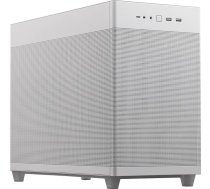 ASUS Prime AP201 MicroATX korpuss balts (33 litri, atbalsta 280 un 360 mm dzesētājus, grafiskās kartes līdz 338 mm garumā un standarta ATX barošanas blokus)