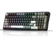 Redragon K742 Gaming Mechanical Keyboard Wireless 98%, BT/USB-C/2.4GHz mehāniskā tastatūra ar RGB, PBT taustiņu vāciņiem, blīvējuma konstrukcija, ciparu tastatūra, poga, Hot Swap Linear Creamy slēdži