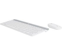 Logitech MK470 Combo Slim bezvadu tastatūras un peles komplekts, 2,4 GHz savienojums, izmantojot nano USB uztvērēju, 10 m diapazons, 18 mēnešu akumulatora darbības laiks, PC / klēpjdators, vācu QWERTZ izkārtojums - balts / balts
