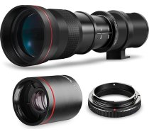 Jaudīgs 420-1600 mm f/8.3 HD manuālais telefoto tālummaiņas objektīvs Sony Alpha A33 A35 A37 A37 A55 A58 A57 A65 A77 A99 A99 A100 A290 A330 A330 A380 A390 A550 A30 560, A 580, A700, A900 digitālajiem fotoaparātiem.