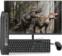 HP EliteDesk 800 G2 Mini galddators ar 24" monitoru, Intel Core i3-6100, 16 GB RAM, 256 GB SSD, ASV tastatūra, WiFi, Bluetooth, Windows 11 Pro (atjaunots)