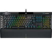 Corsair K100 RGB spēļu tastatūra (optiskie slēdži, mehāniskā, OPX: īpaši ātra un lineāra, taustiņi ar dubultu PBT iesmidzināšanu, Elgato Stream Deck) AZERTY, melna, melna