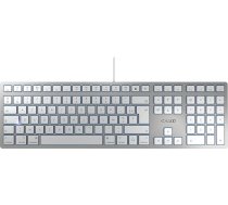 CHERRY KC 6000 Slim priekš MAC, vadu Mac tastatūra (USB-A ports), franču izkārtojums (AZERTY), ļoti klusas taustiņi, plakans dizains, balta/sudraba krāsā