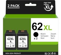CARTRIGO 62 XL melnā tintes kasetne, kas ir saderīga [2 eksemplāru iepakojumā] | Augsta ražība | C2P05AN aizstājējs | HP OfficeJet 200 250 5740 sērijas un HP Envy 5540 5640 7640 sērijas precēm | Uzticama drukas kvalitāte